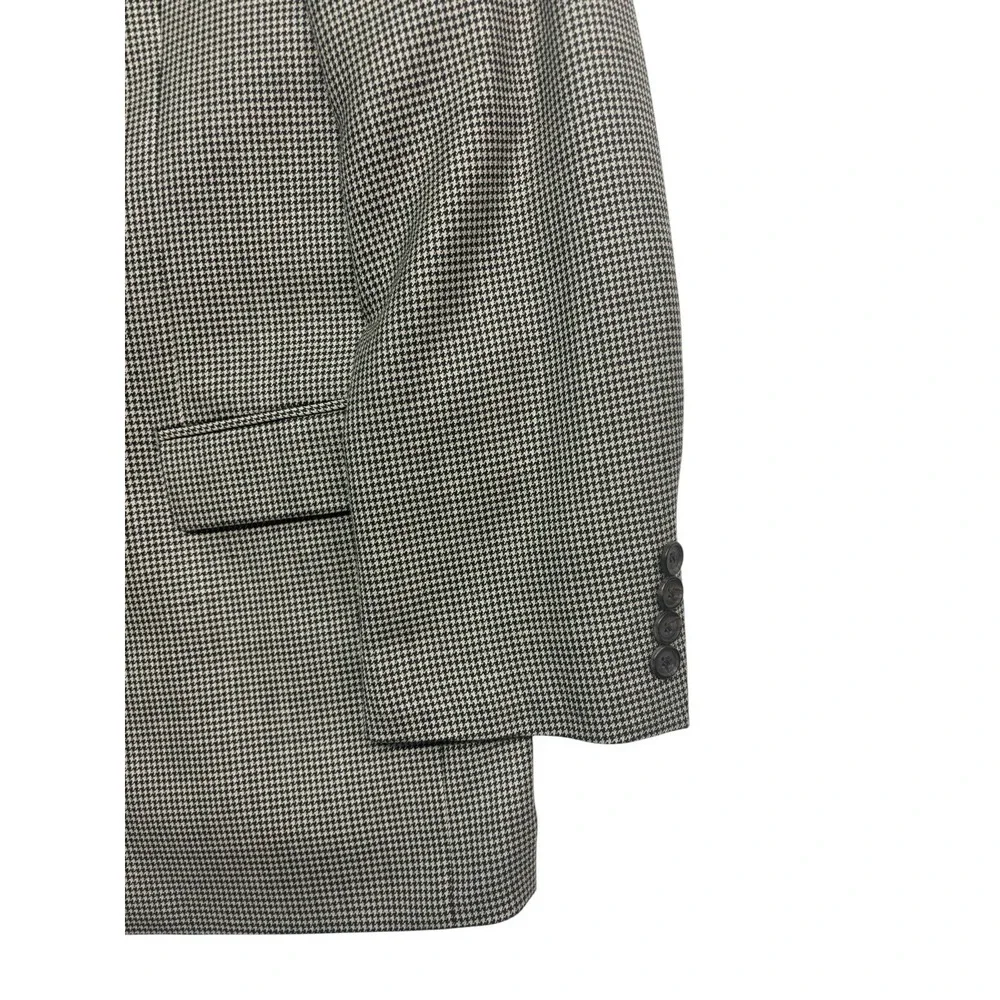 Ralph Lauren 43R Black White Houndstooth Silk Wool Blazer Jacket Sport Suit Coat